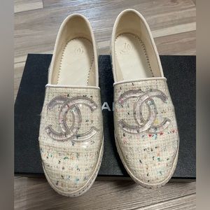 Chanel PVC Tweed CC Espadrilles